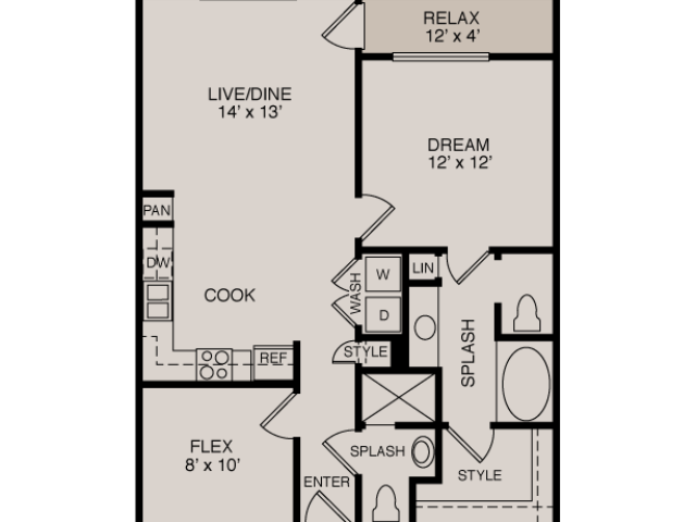 Floorplan diagram for A1 1-2 Study, showing 1 bedroom