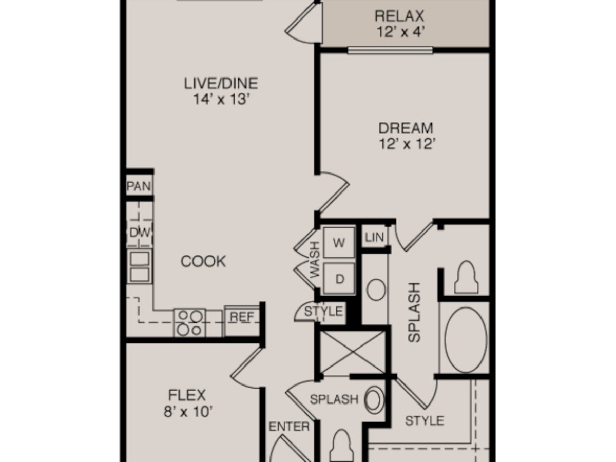 Floorplan diagram for A1 1-2 Study, showing 1 bedroom