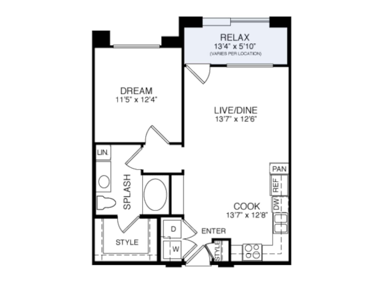 Floorplan diagram for 2A2 1-1, showing 1 bedroom