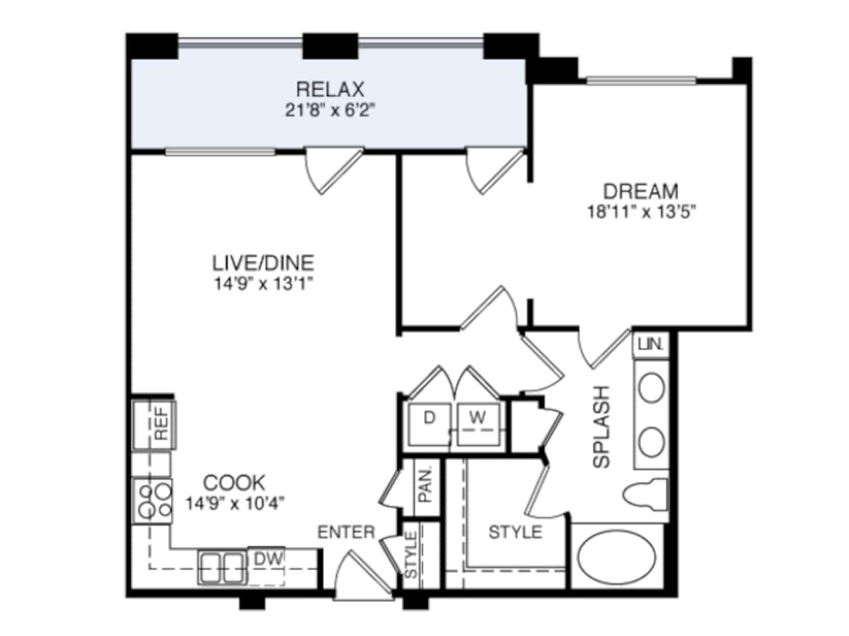 Floorplan diagram for 2A3 1-1, showing 1 bedroom