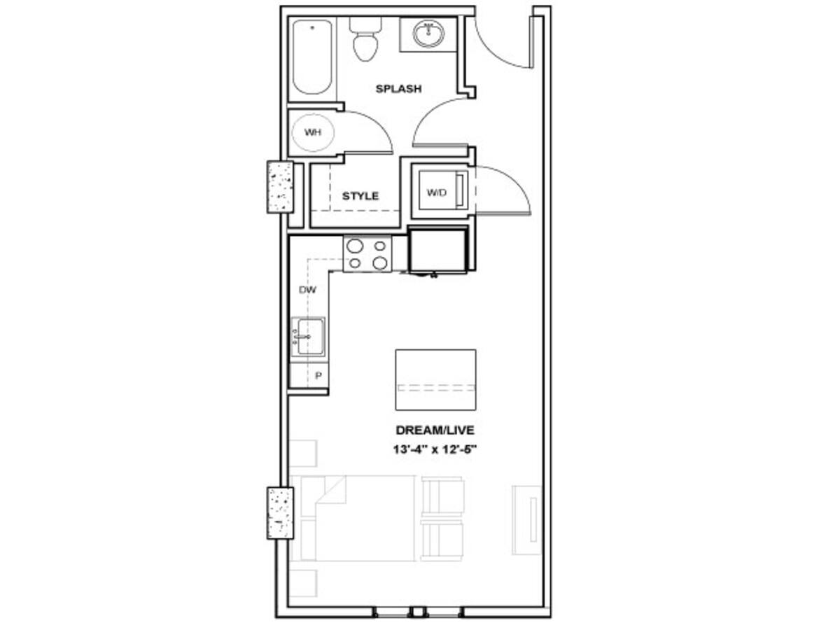 Floorplan diagram for The Perot Tower, showing Studio