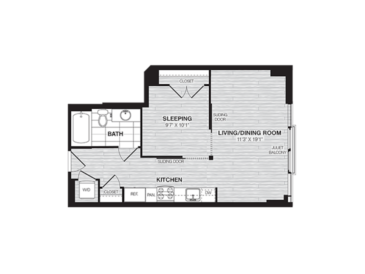 Floorplan diagram for Studio (564 SF), showing Studio