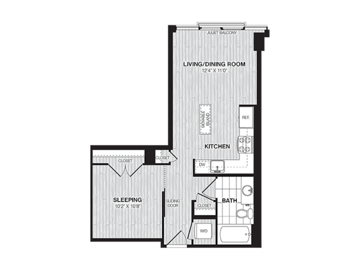 Floorplan diagram for Studio (574 SF), showing Studio