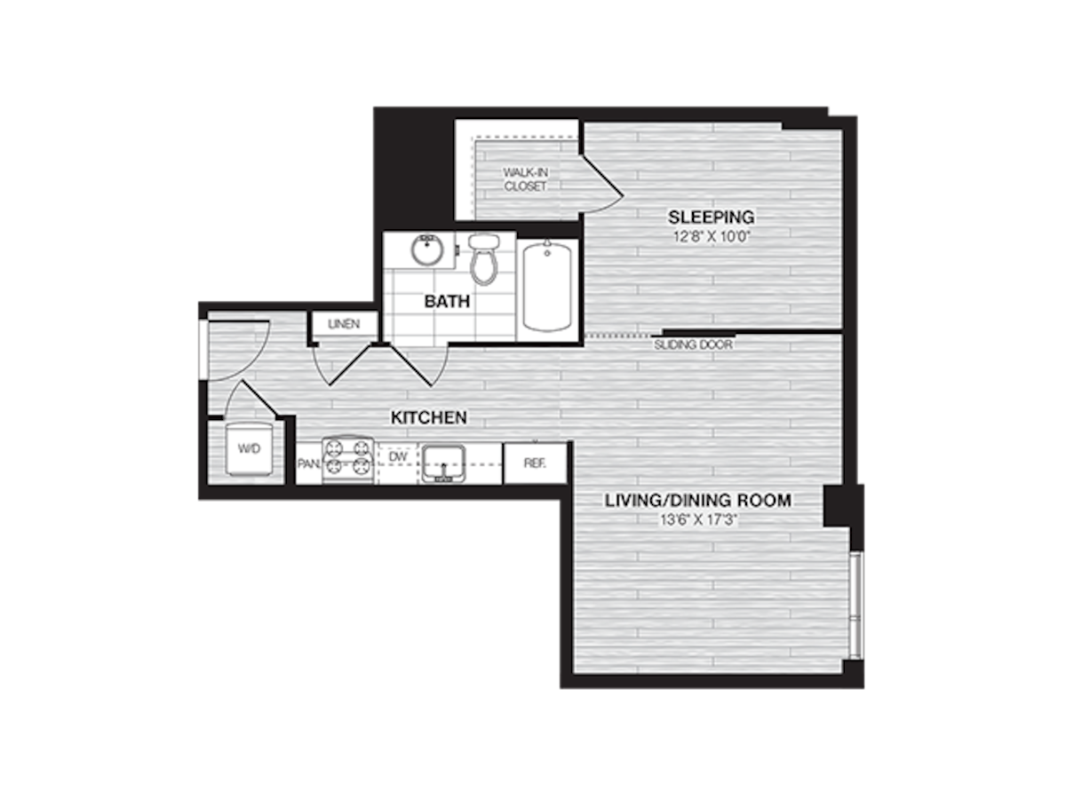Floorplan diagram for Studio (617 SF), showing Studio