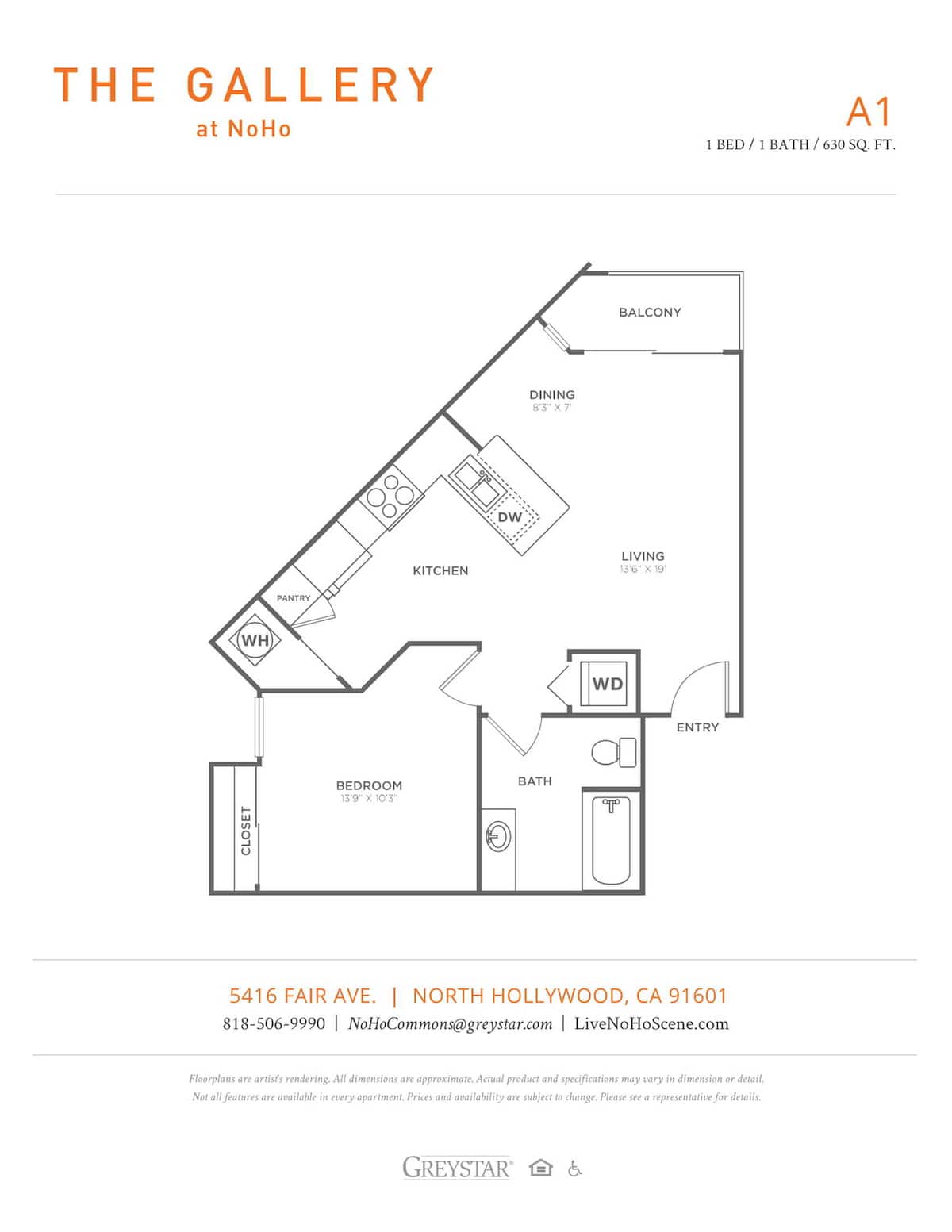 Floorplan diagram for A1 - Classic, showing 1 bedroom