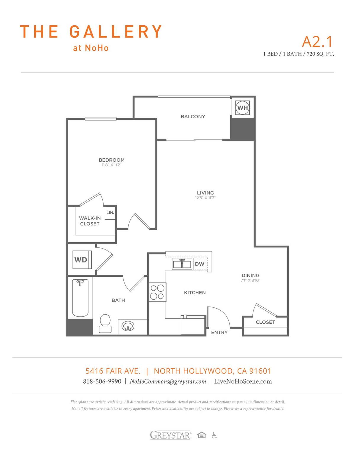 Floorplan diagram for A2.1 - Classic, showing 1 bedroom