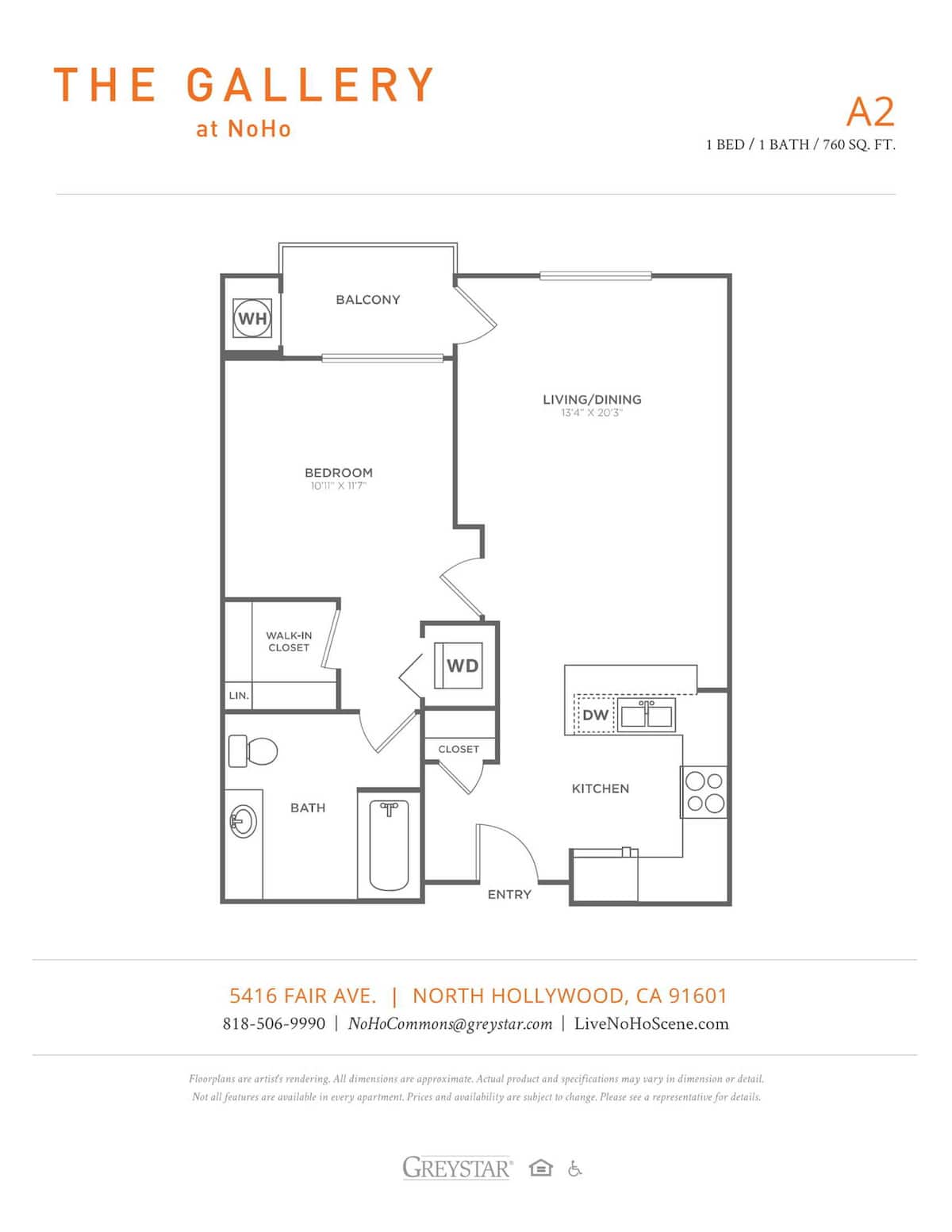 Floorplan diagram for A2 - Classic, showing 1 bedroom