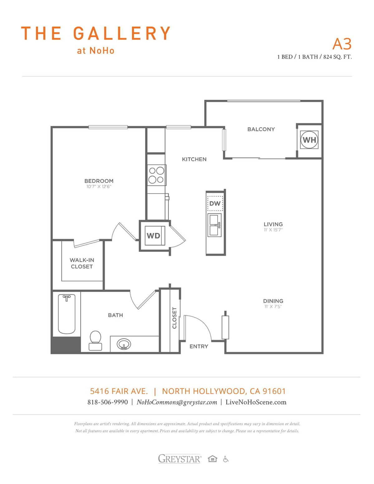 Floorplan diagram for A3 - Sophisticated, showing 1 bedroom