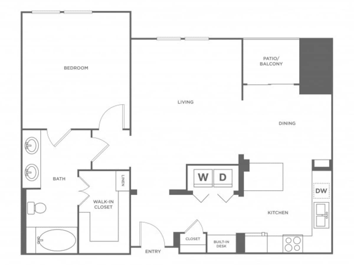 Floorplan diagram for Denver, showing 1 bedroom