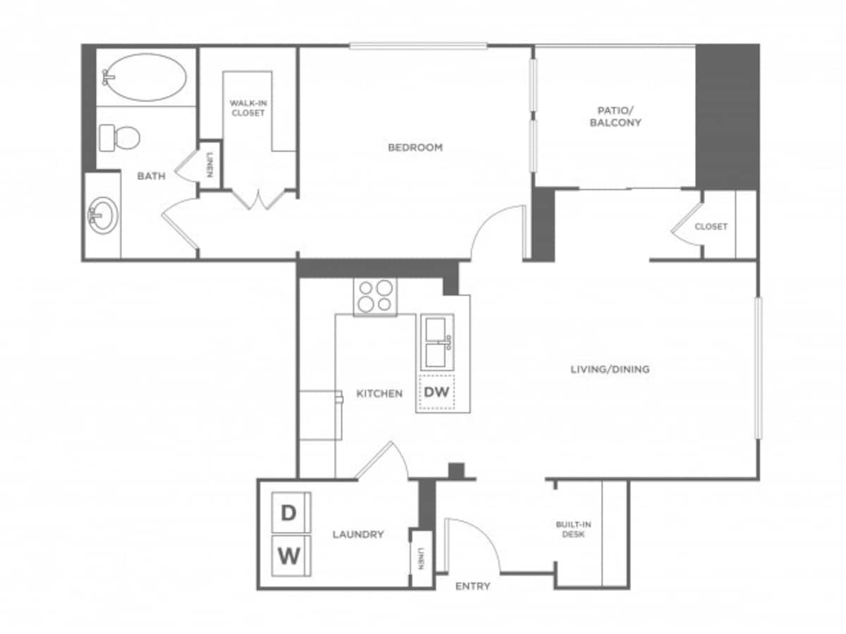 Floorplan diagram for Durango, showing 1 bedroom