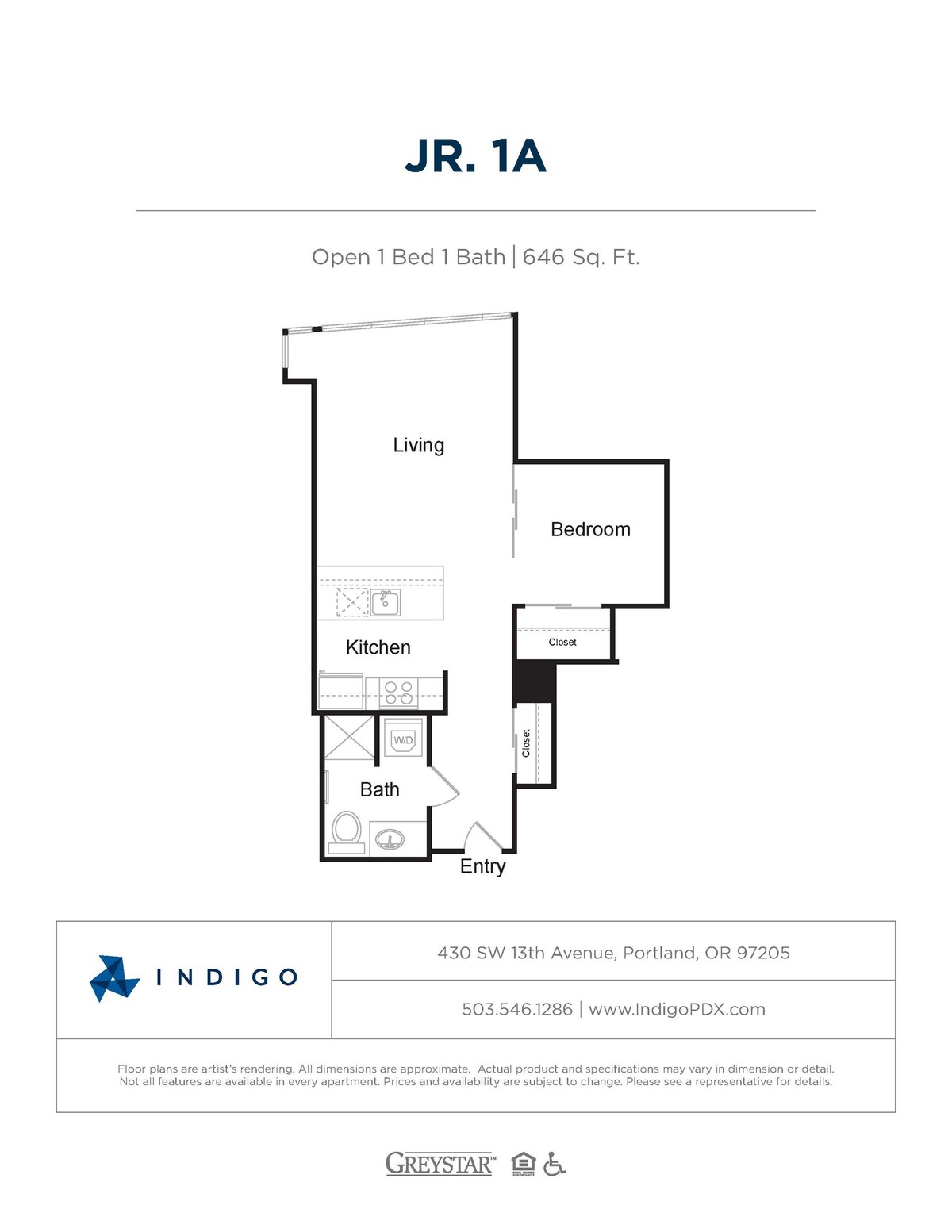 Plano de JR1 A, que muestra 1 habitación