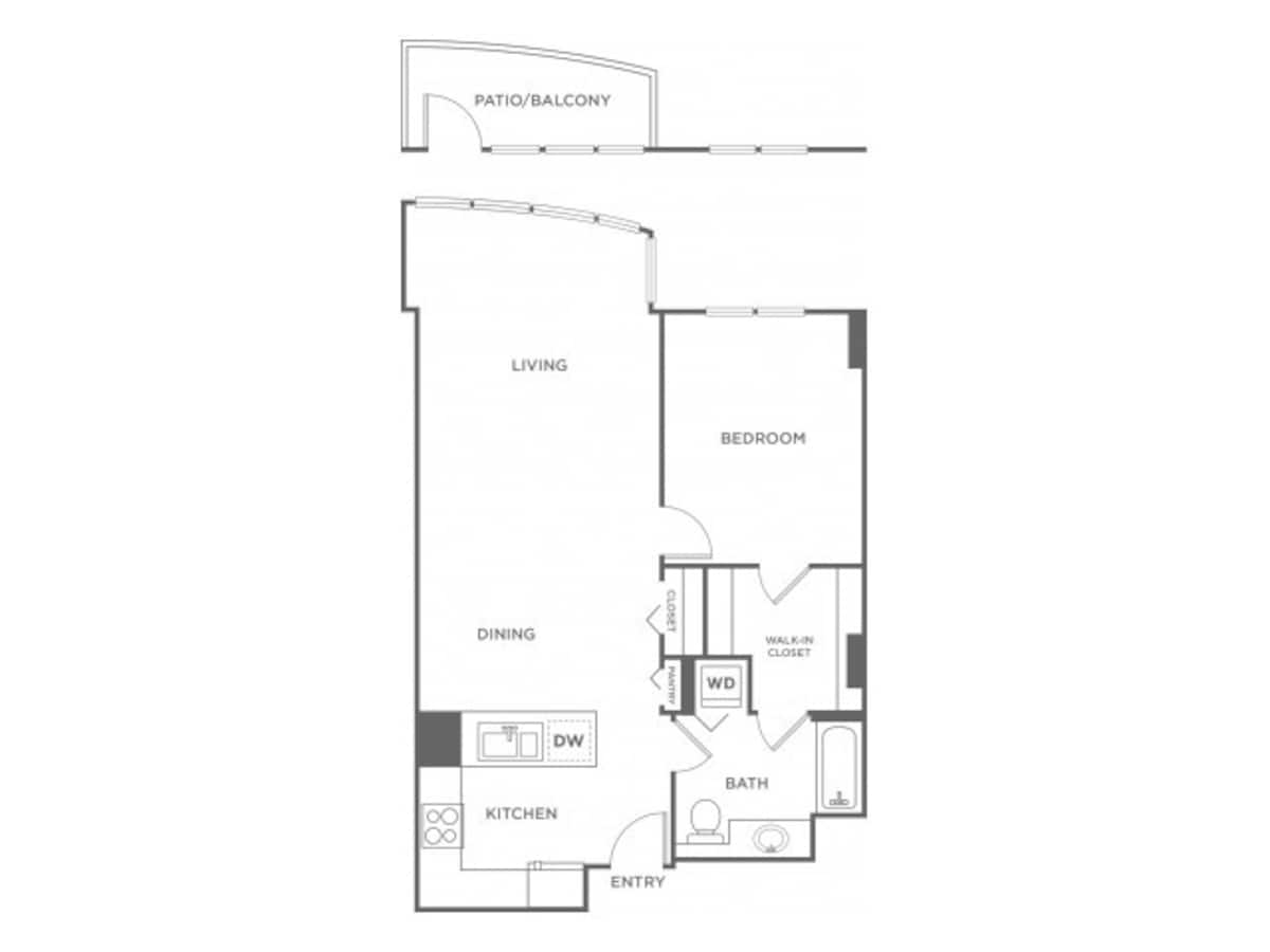 Floorplan diagram for Plan 6, showing 1 bedroom