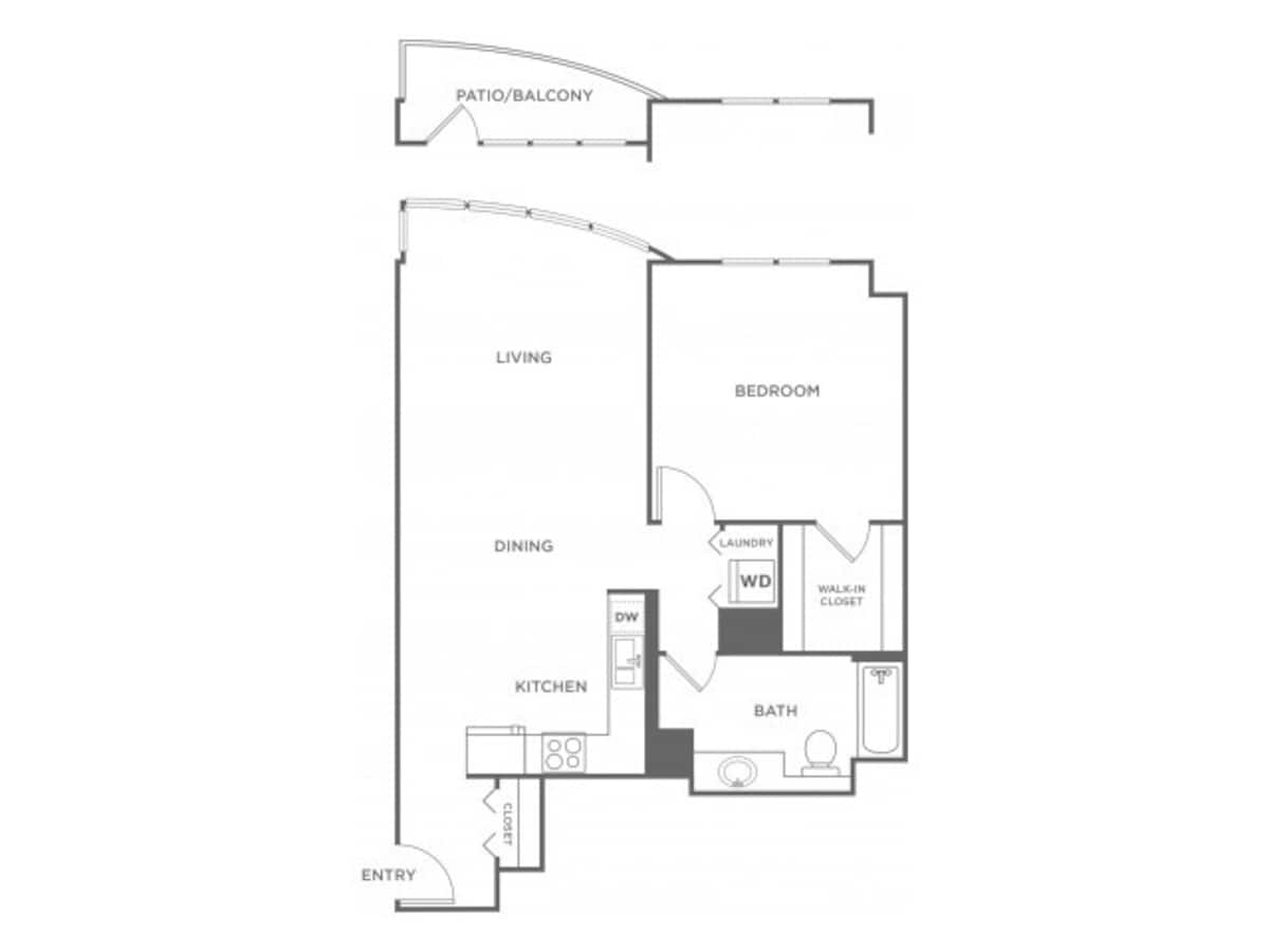 Floorplan diagram for Plan 9, showing 1 bedroom