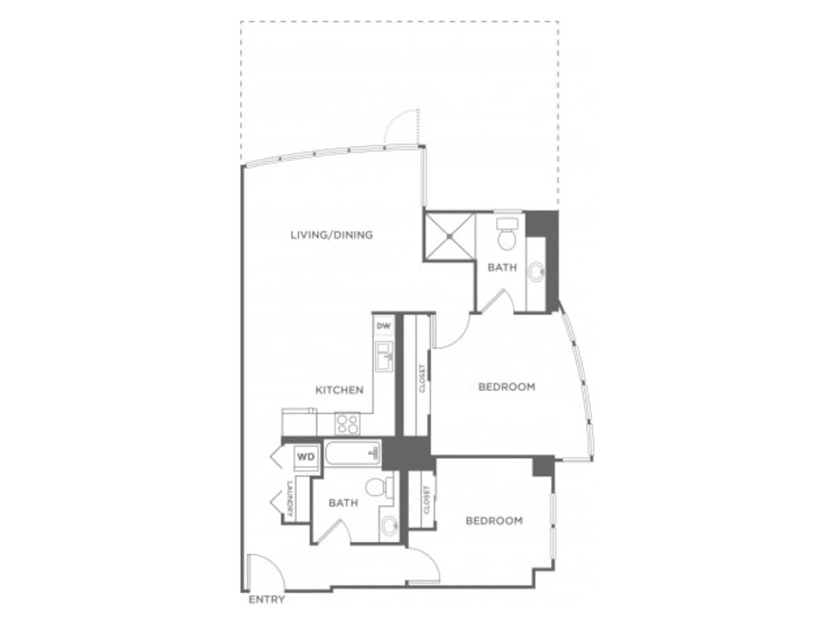 Floorplan diagram for Plan 3, showing 2 bedroom