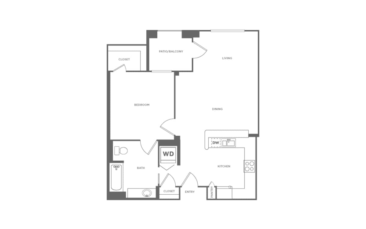 Floorplan diagram for A1, showing 1 bedroom