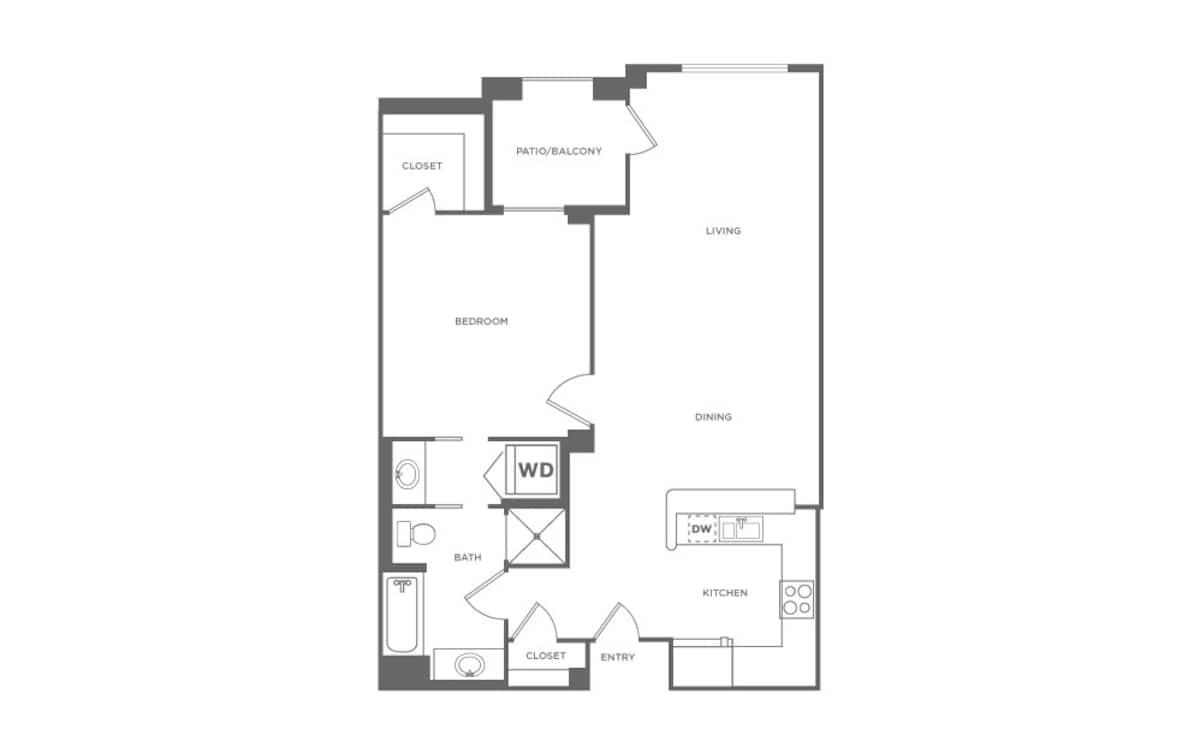 Floorplan diagram for A2, showing 1 bedroom