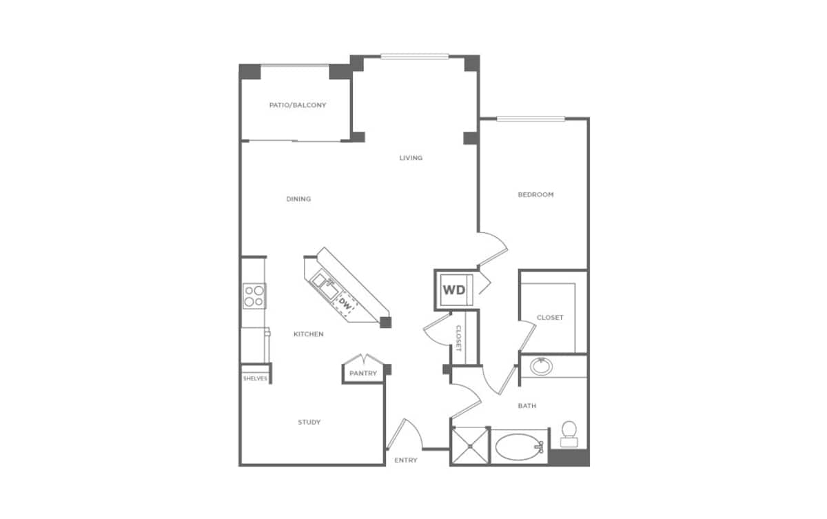 Floorplan diagram for A3, showing 1 bedroom