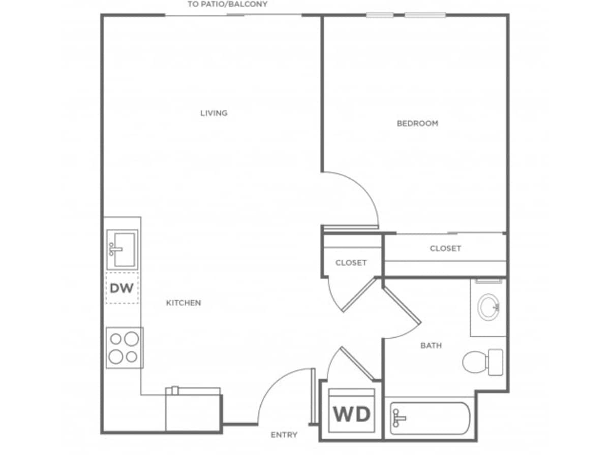 Floorplan diagram for 1a, showing 1 bedroom