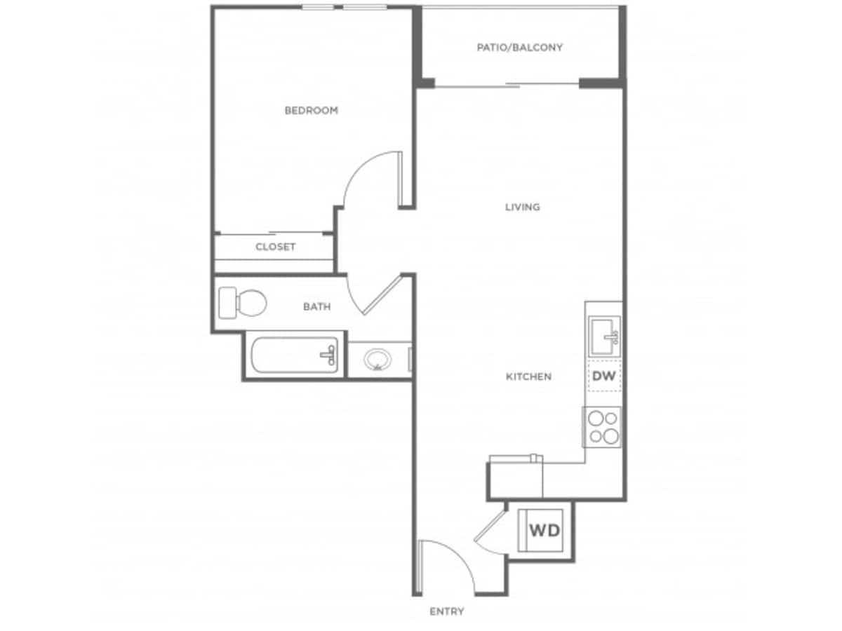 Floorplan diagram for 1b, showing 1 bedroom