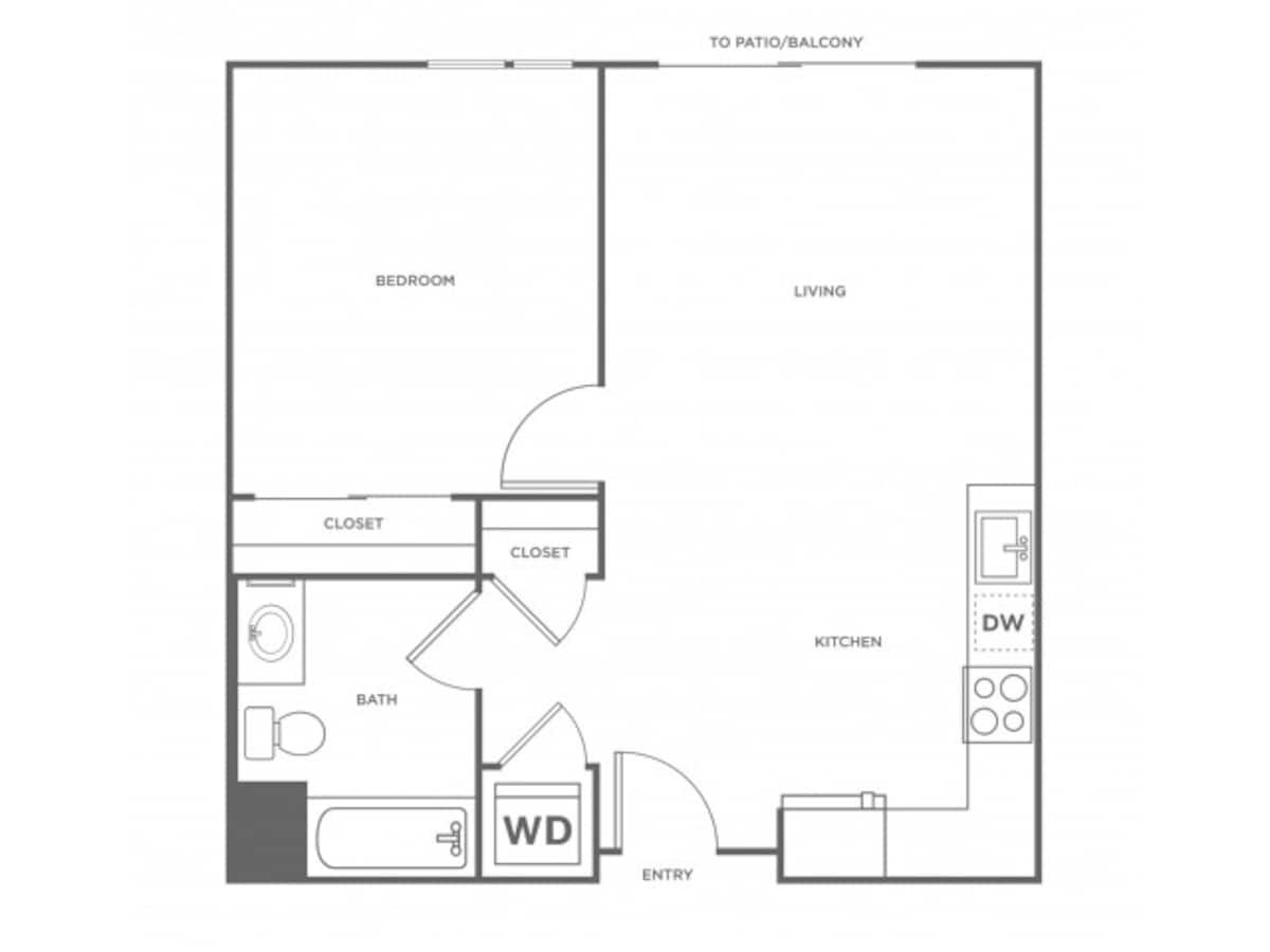 Floorplan diagram for 1d, showing 1 bedroom