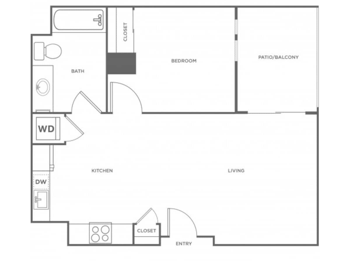 Floorplan diagram for 1c, showing 1 bedroom