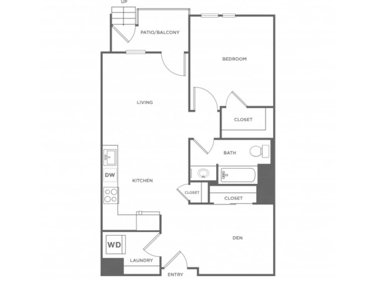 Floorplan diagram for 1j, showing 1 bedroom