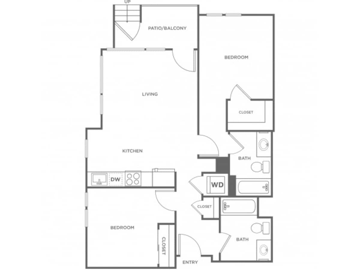 Floorplan diagram for 2b, showing 2 bedroom