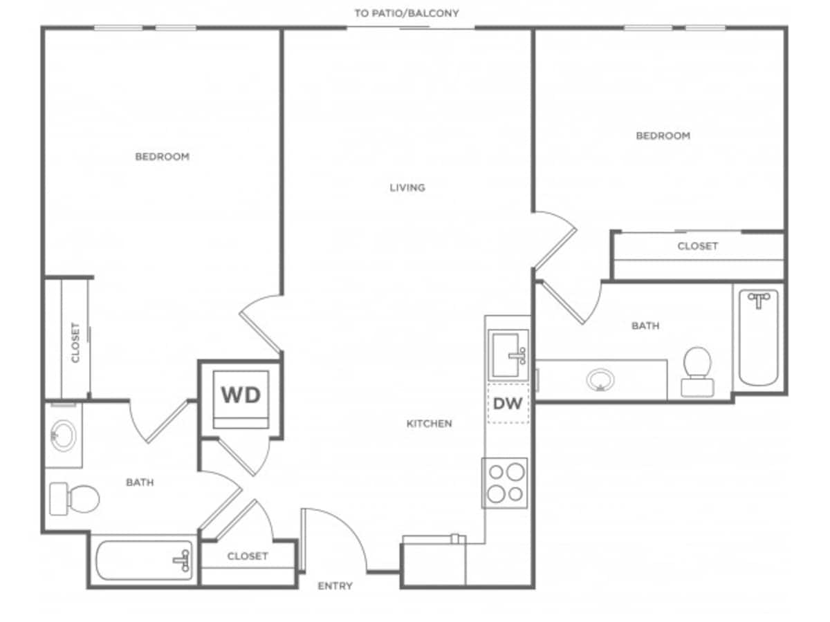 Floorplan diagram for 2c, showing 2 bedroom