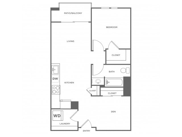 Floorplan diagram for 1j2, showing 1 bedroom