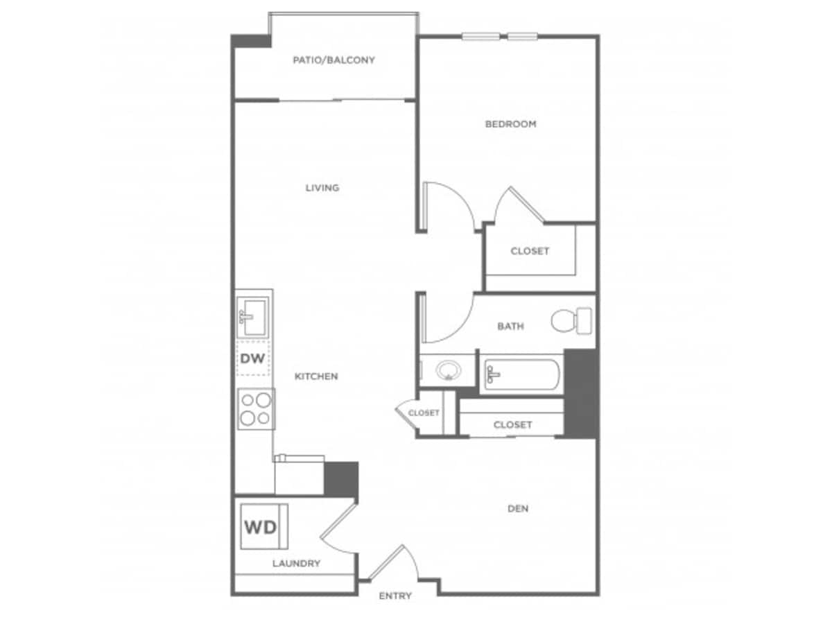 Floorplan diagram for 1j2, showing 1 bedroom
