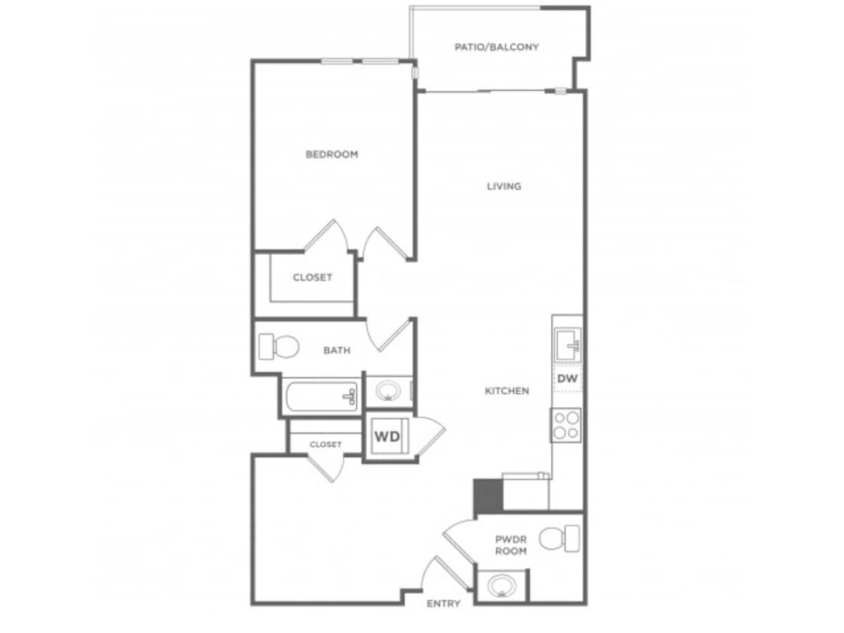 Floorplan diagram for 1j3, showing 1 bedroom