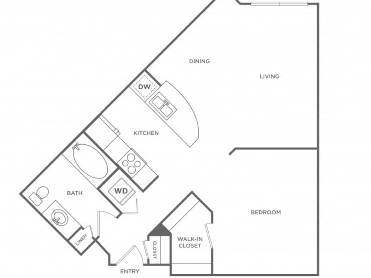 Floorplan diagram for Aqua, showing 1 bedroom
