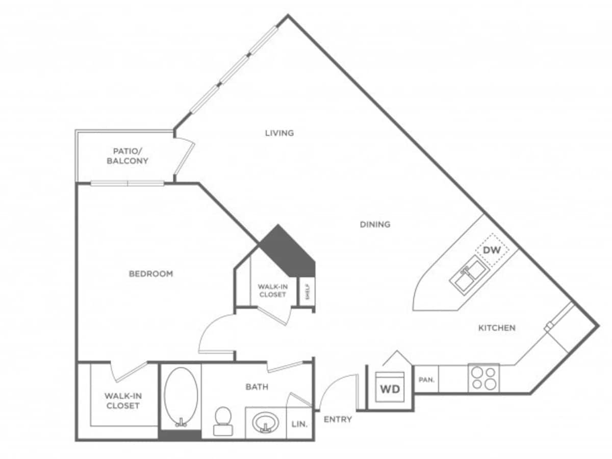 Floorplan diagram for Azure, showing 1 bedroom
