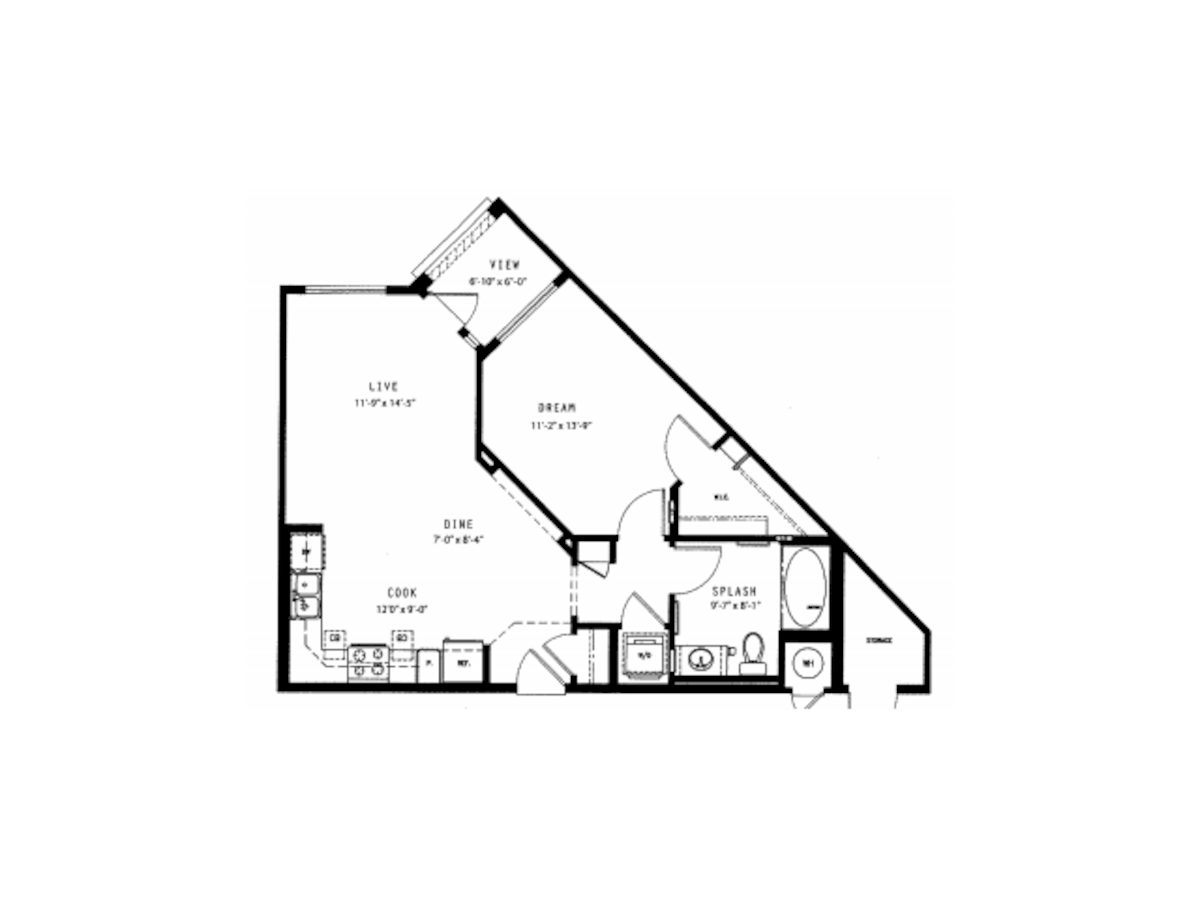Floorplan diagram for Blaze, showing 1 bedroom