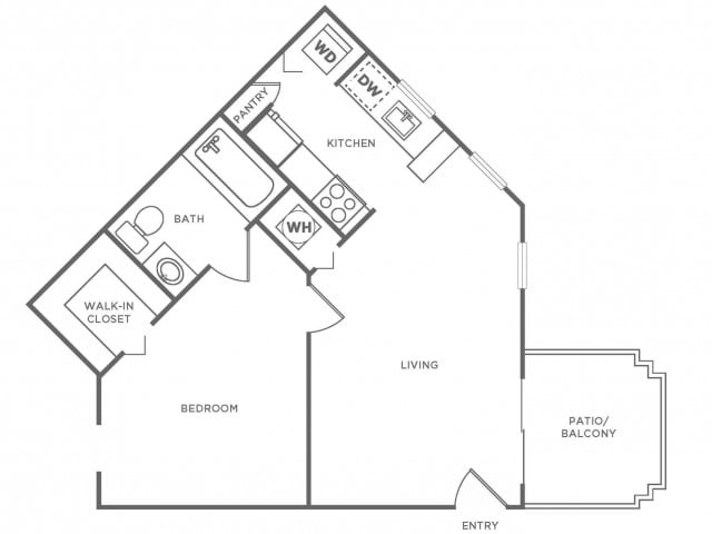 Floorplan diagram for Azalea (590 SF), showing 1 bedroom