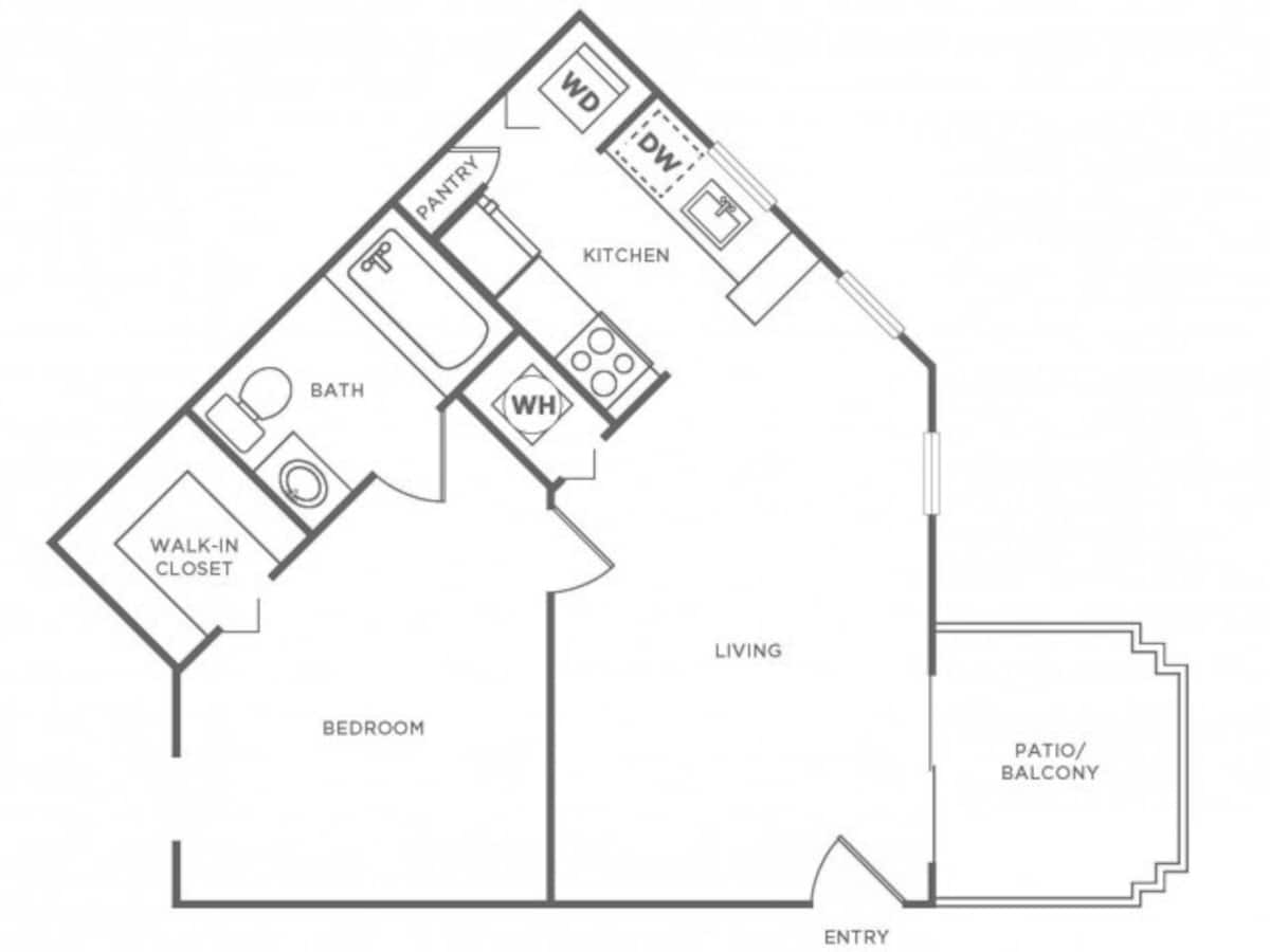 Floorplan diagram for Azalea (590 SF), showing 1 bedroom
