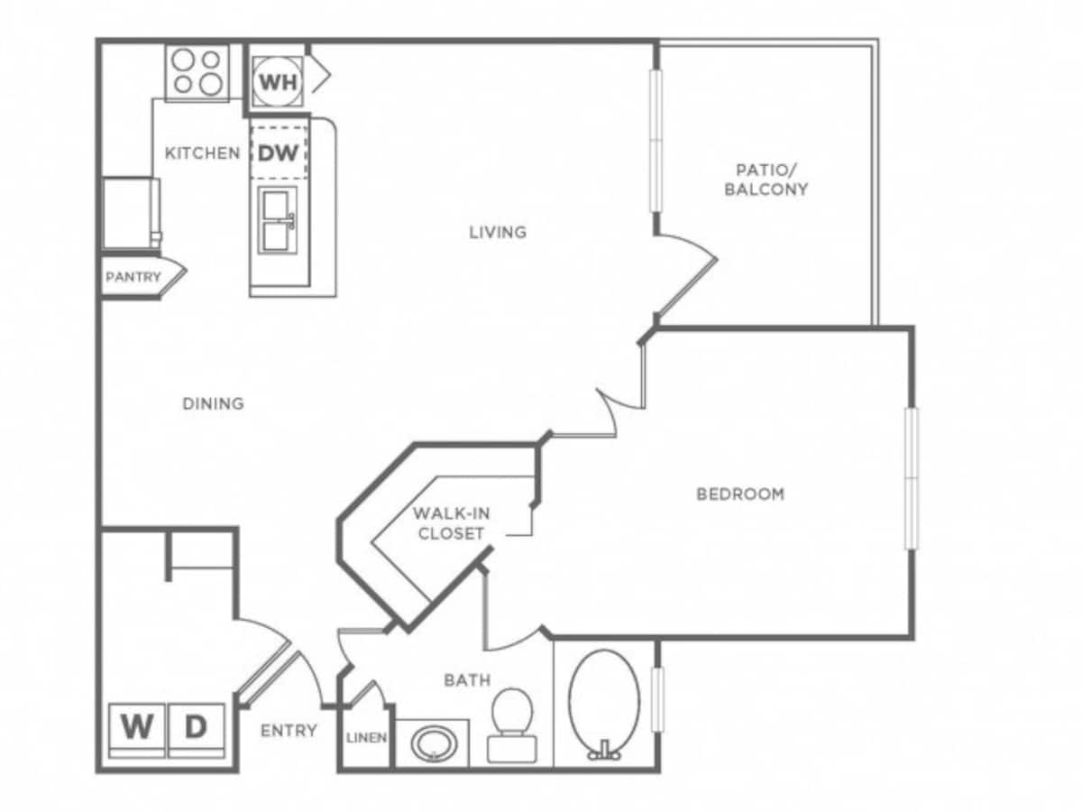 Floorplan diagram for Begonia (840 SF), showing 1 bedroom