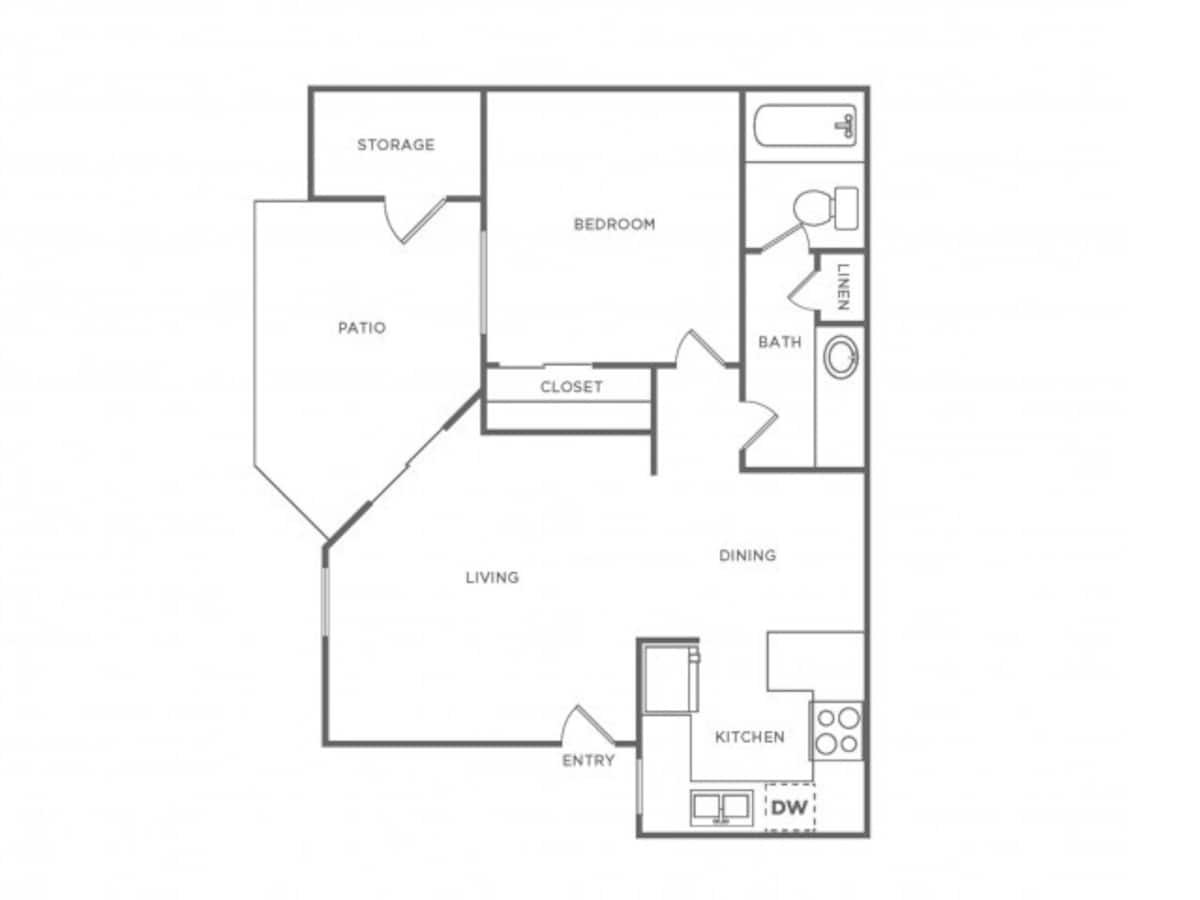 Floorplan diagram for A1R - Tailored, showing 1 bedroom