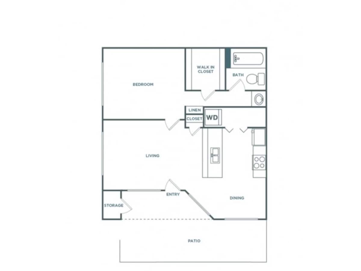 Floorplan diagram for 1x1 710 Sophisticated, showing 1 bedroom