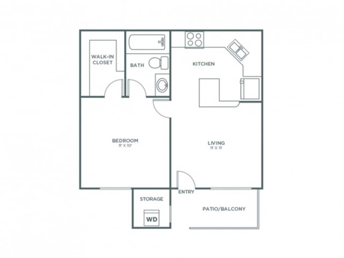 Floorplan diagram for Cimarron Classic, showing 1 bedroom