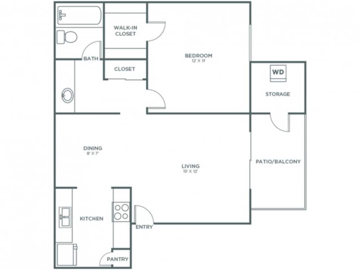 Floorplan diagram for Arroyo Classic, showing 1 bedroom
