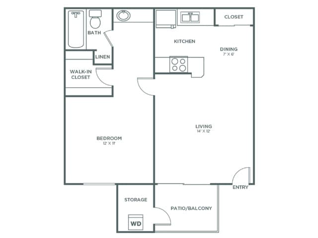 Floorplan diagram for Colorado Sophisticated, showing 1 bedroom