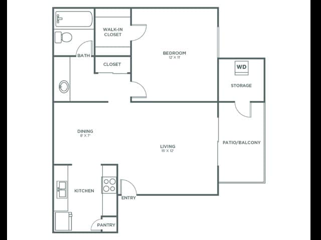 Floorplan diagram for Arroyo Sophisticated, showing 1 bedroom