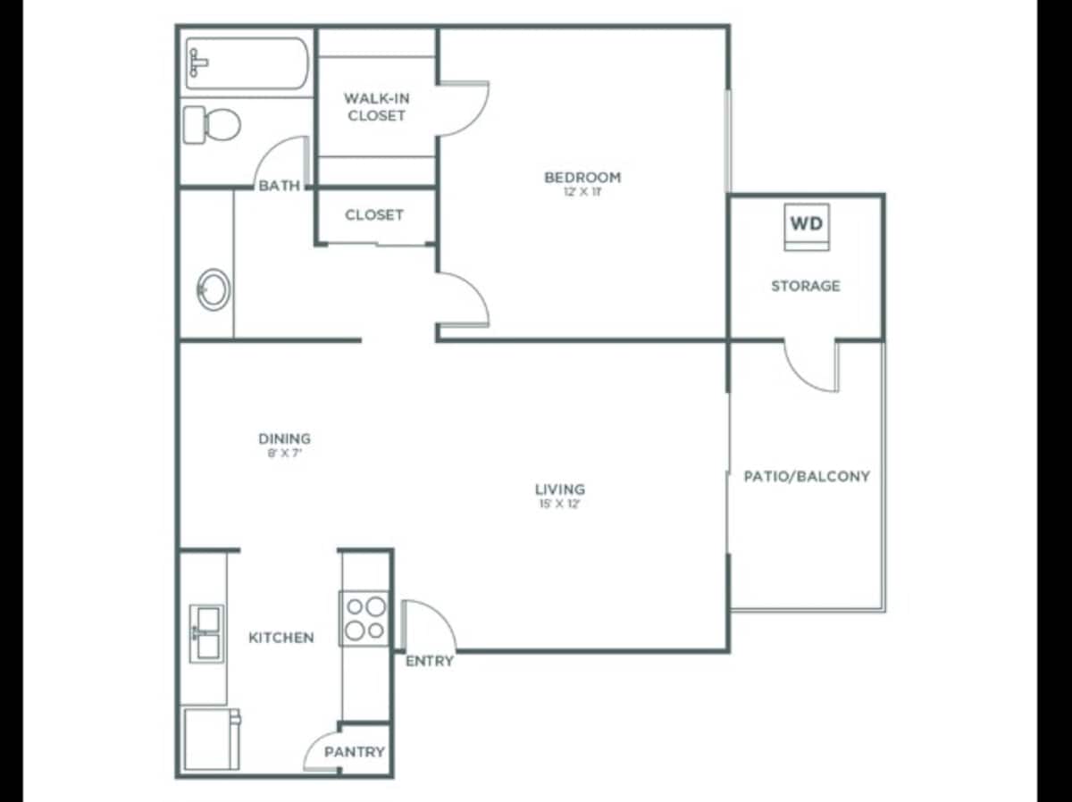 Floorplan diagram for Arroyo Sophisticated, showing 1 bedroom