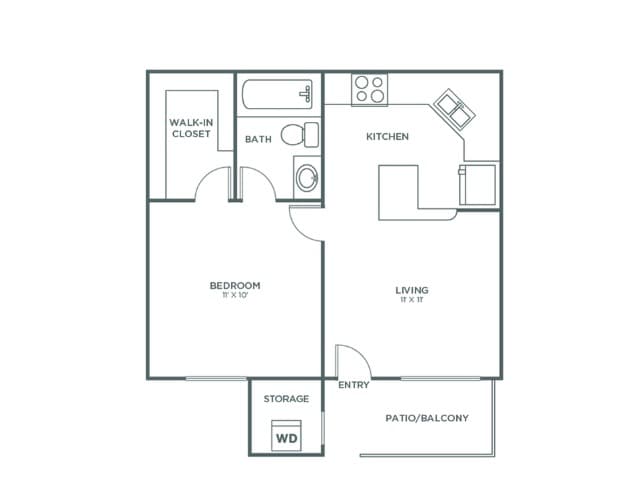 Floorplan diagram for Cimarron Sophisticated, showing 1 bedroom