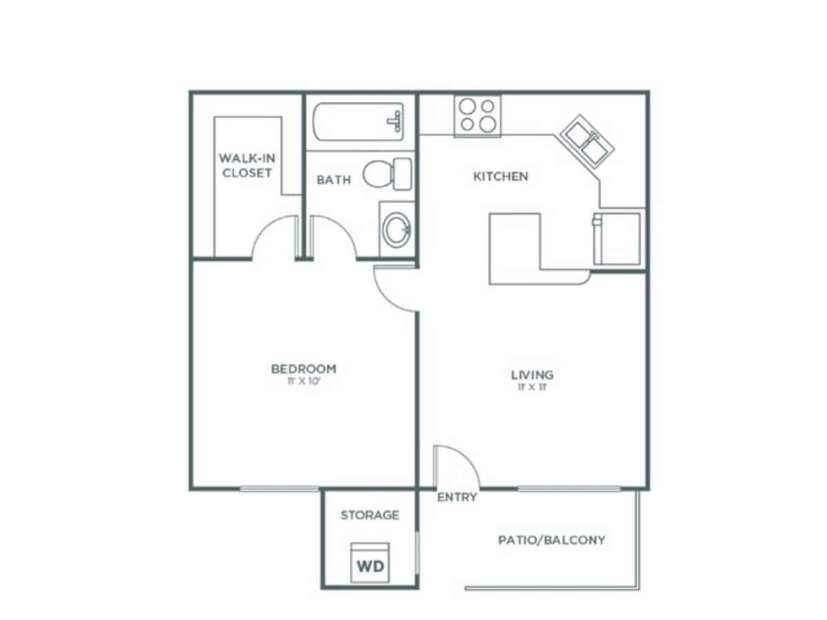 Floorplan diagram for Cimarron Sophisticated, showing 1 bedroom