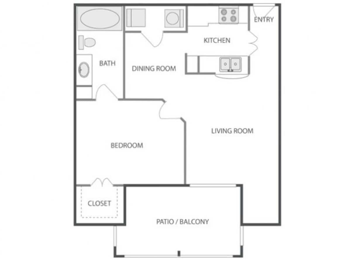 Floorplan diagram for A2A - Classic, showing 1 bedroom