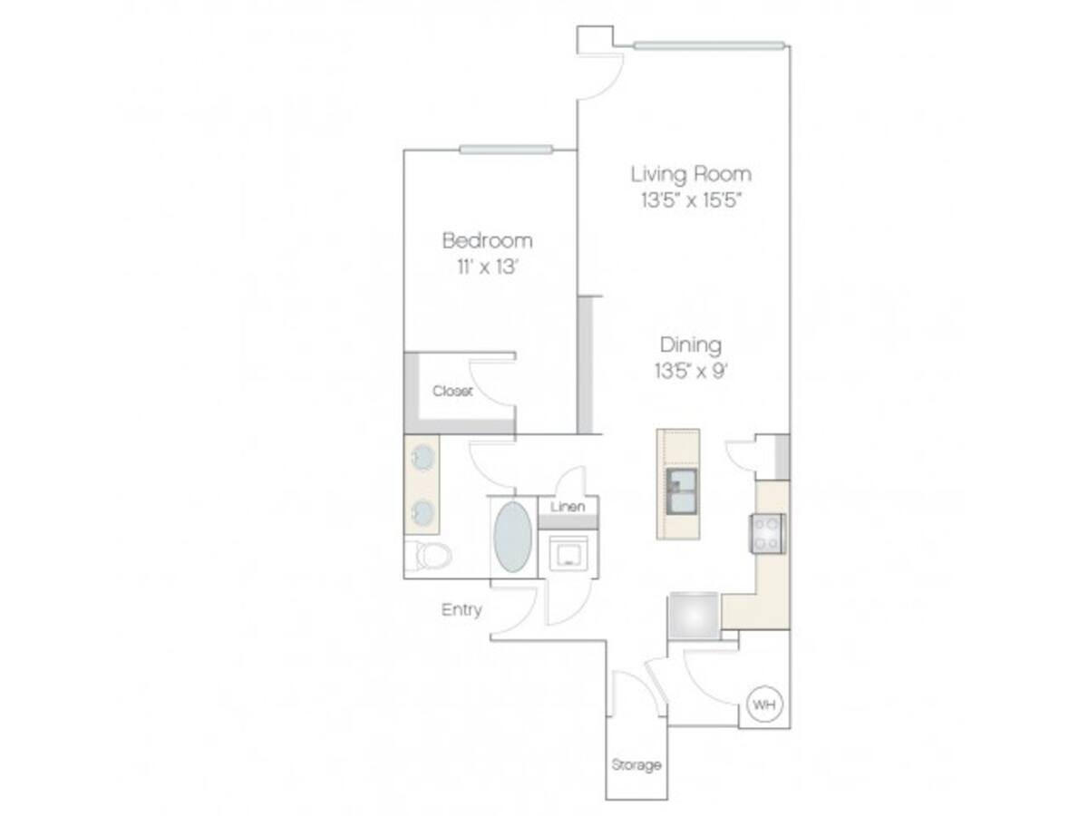 Floorplan diagram for AT1, showing 1 bedroom