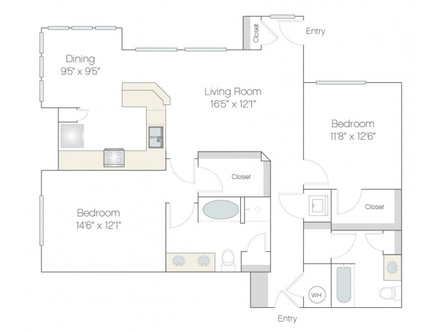 Floorplan diagram for BT2.R, showing 2 bedroom