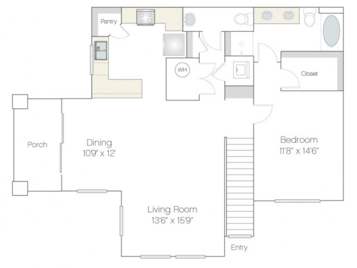 Floorplan diagram for AT2.R, showing 1 bedroom